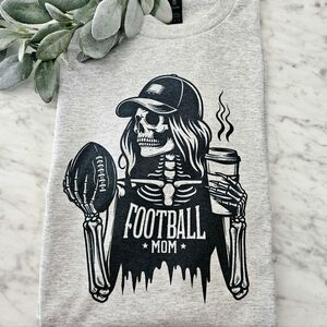 Football mom shirt skull skeleton cute popular halloween fall football mama